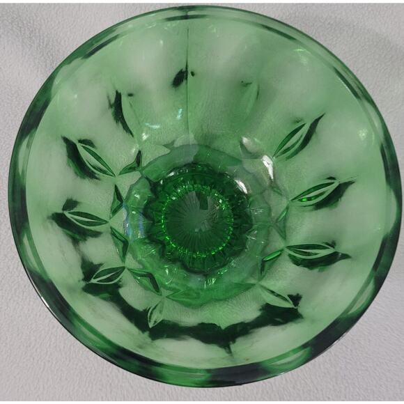 Vintage Indiana Glass Emerald Green Footed Candy Dish Bowl Compote Serve Dish - Picture 5 of 7
